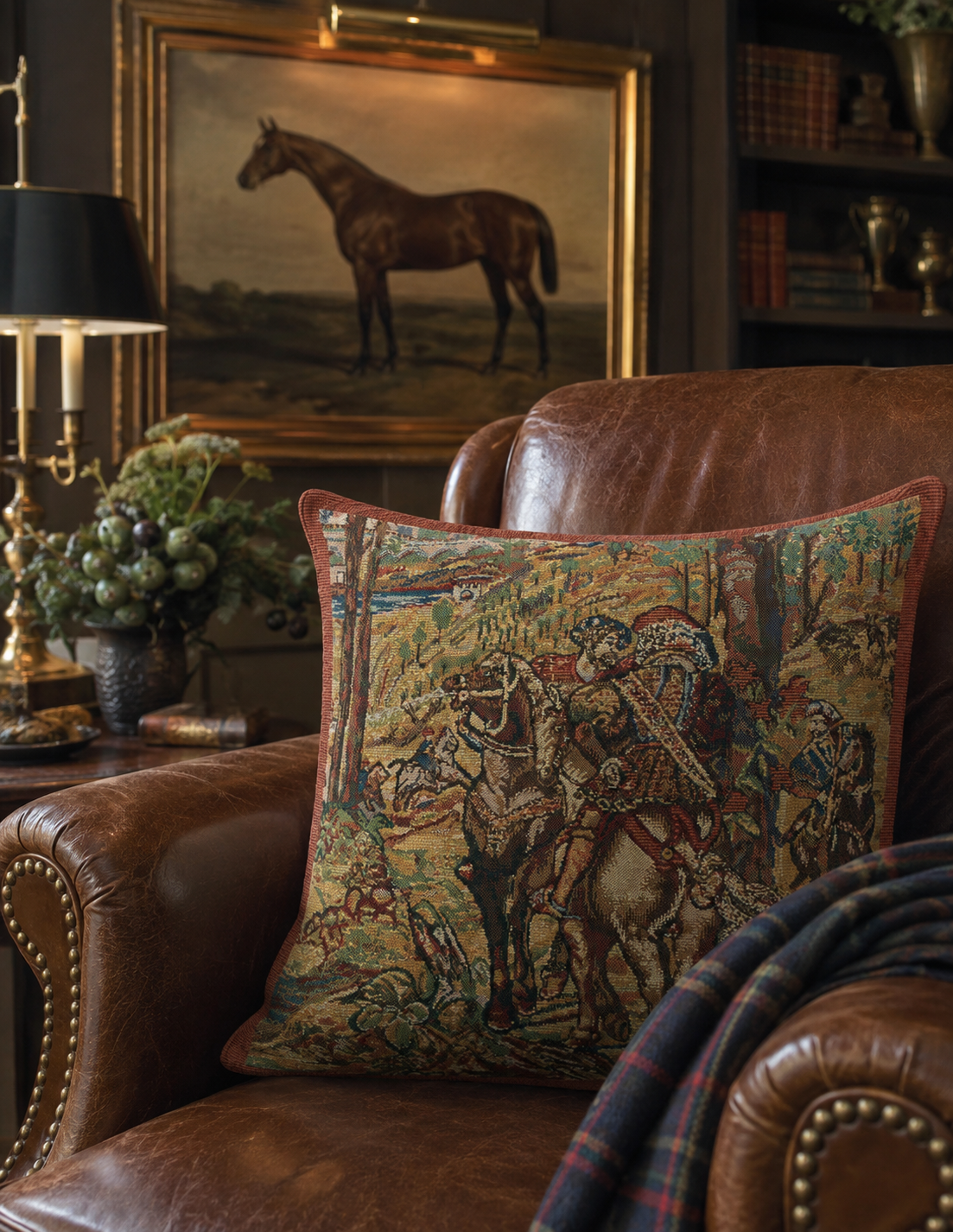 The Vieux Brussels II Hunting Tapestry Cushion