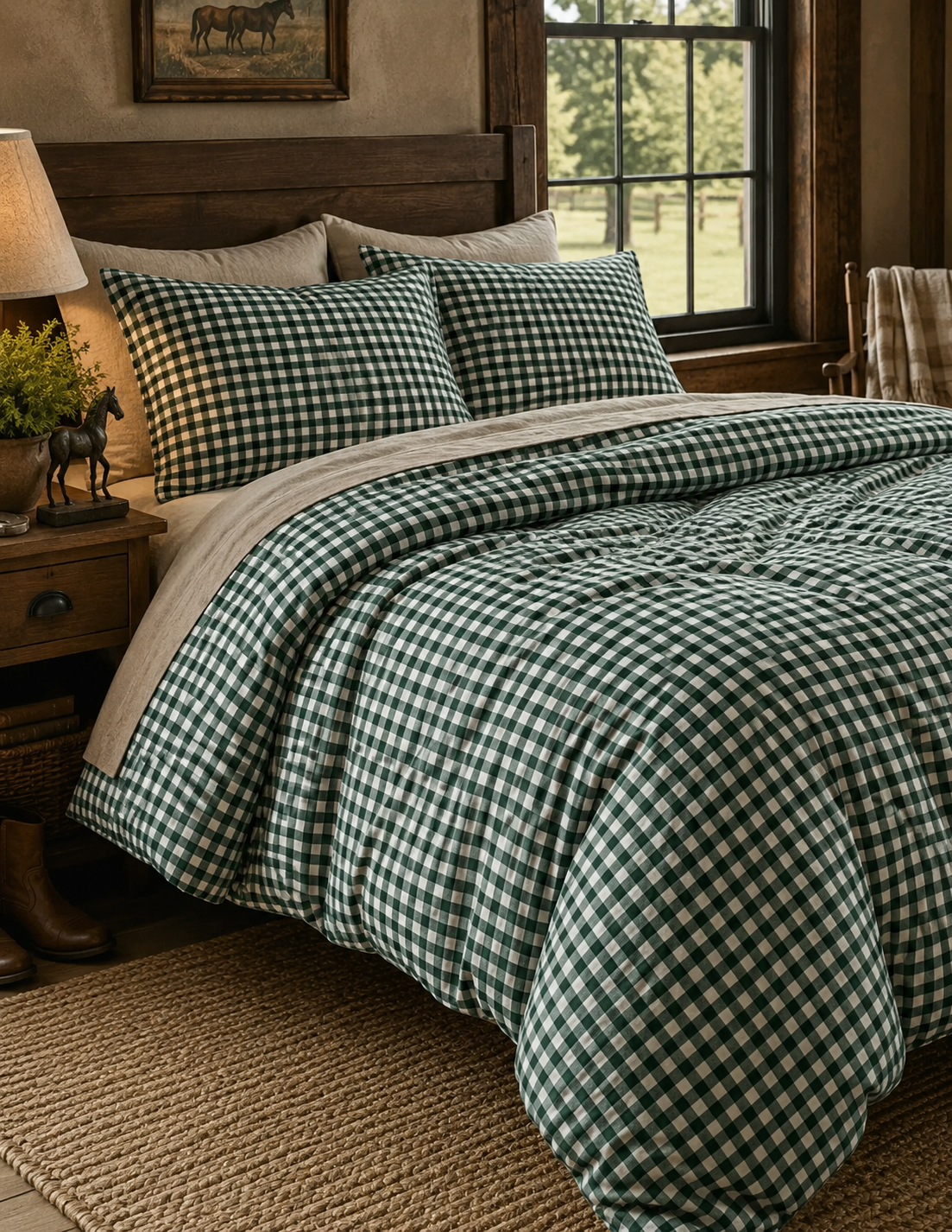 The Greenfield Gingham Linen Duvet Set