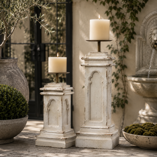 The Beaumont Distressed Column Candle Holder
