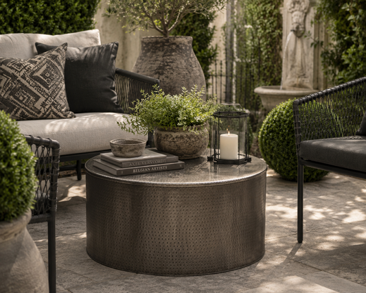 The Alevi Hammered Iron Drum Coffee Table