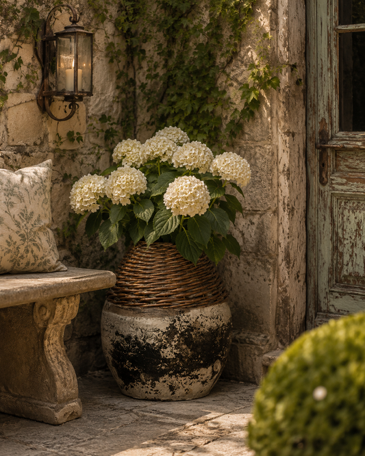 The Dune Hand-Woven Rattan & Clay Floor Vase