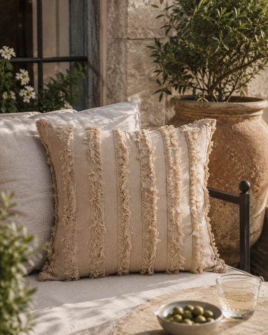 The Marais Fringed Stripe Pillow