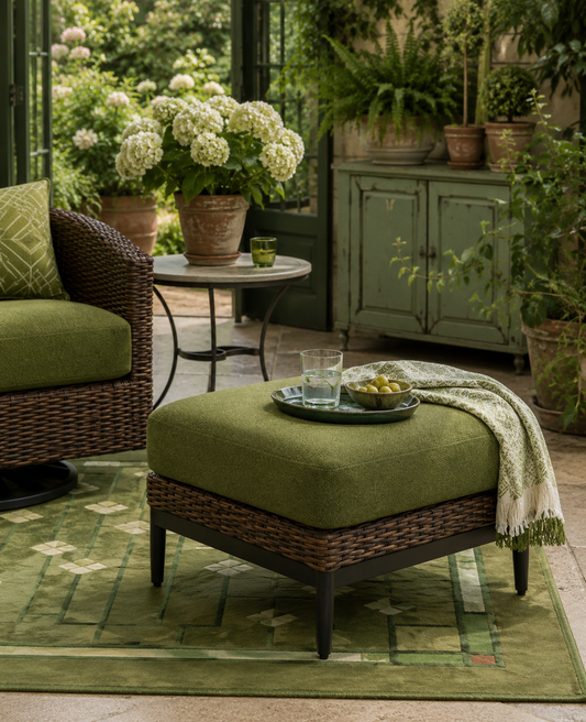 The Horizon Garden Woven Ottoman