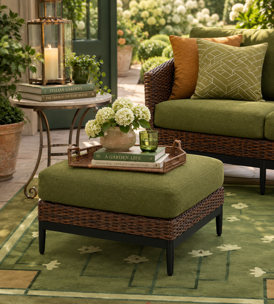The Horizon Garden Woven Ottoman