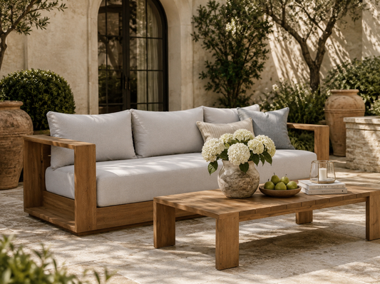 The Bellamy Acacia Outdoor Sofa & Coffee Table Set