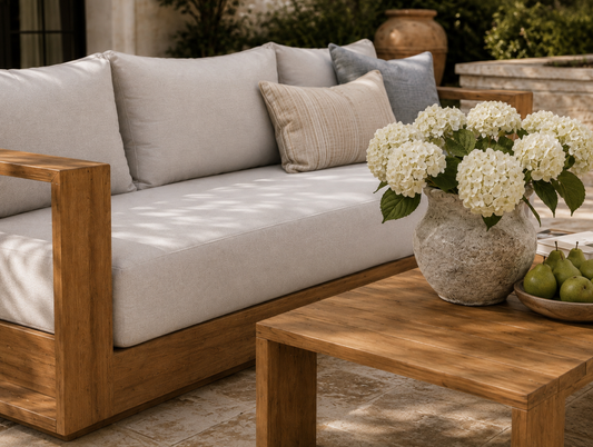 The Bellamy Acacia Outdoor Sofa & Coffee Table Set