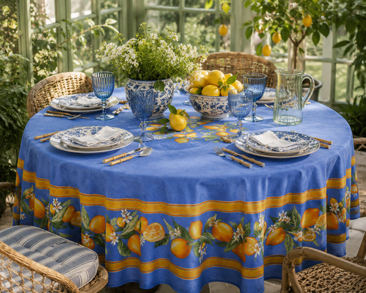 The Conservatory Collection | Côte d'Azur Lemon Round Tablecloth