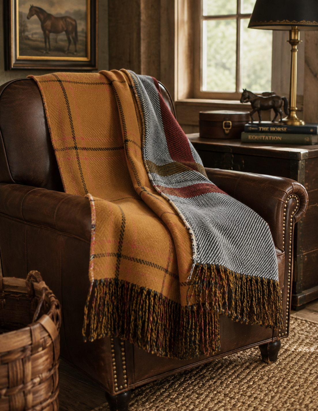 Bracken Hunt Reversible Plaid Throw | Rust
