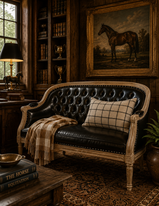French Country Chesterfield Style Tufted Loveseat