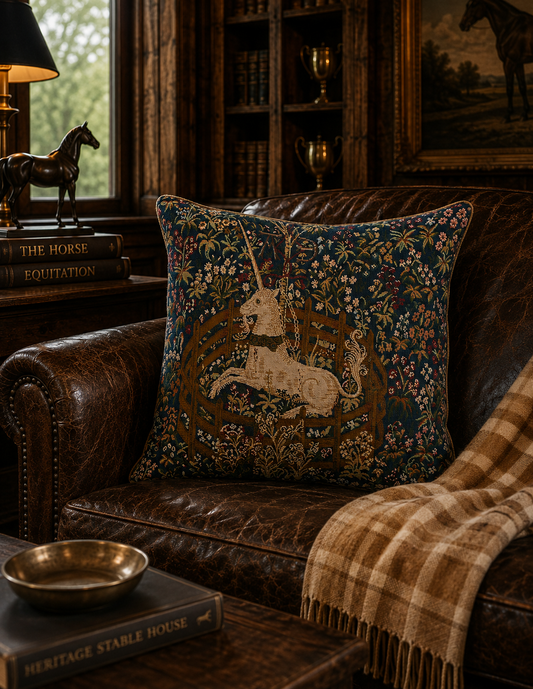 The Captive Unicorn French Tapestry Pillow