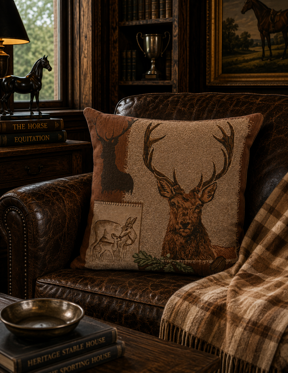 The Highland Stag French Tapestry Pillow