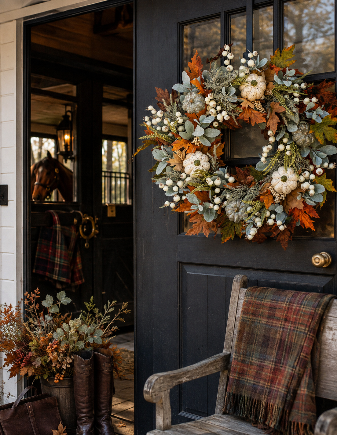 The Harvest House Autumn Wreath
