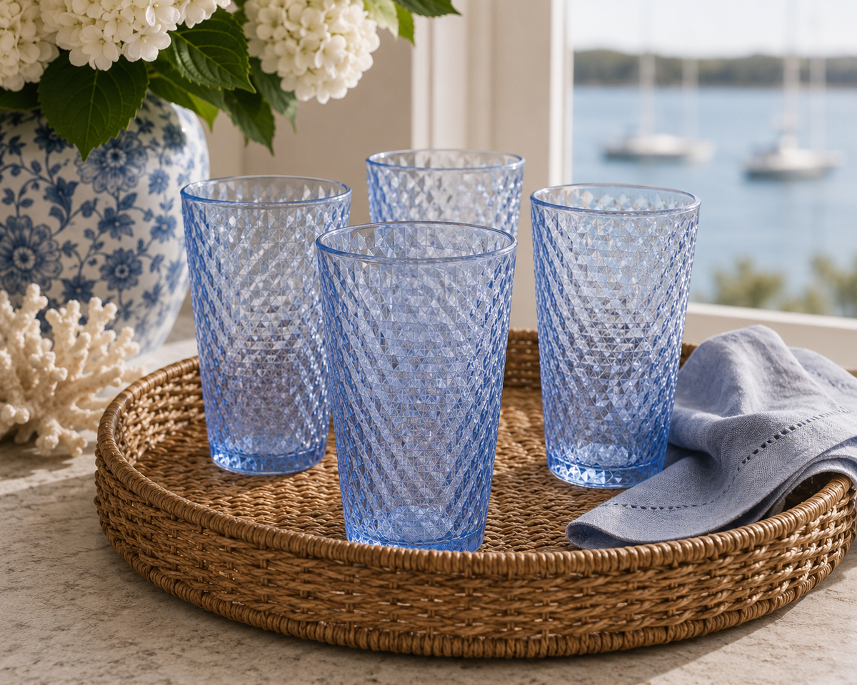 The Harbor House Diamond Cut Acrylic Tumbler Set — Set of 4