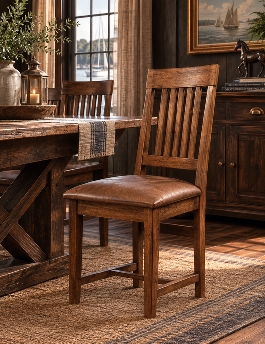 The Bridlewood Slatted Leather Dining Chair