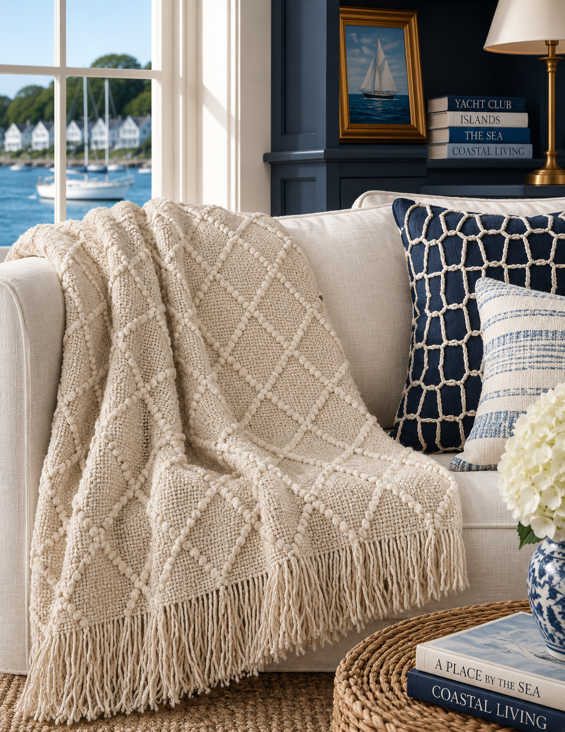 Diamond Pleat Textured Throw Blanket – Ivory