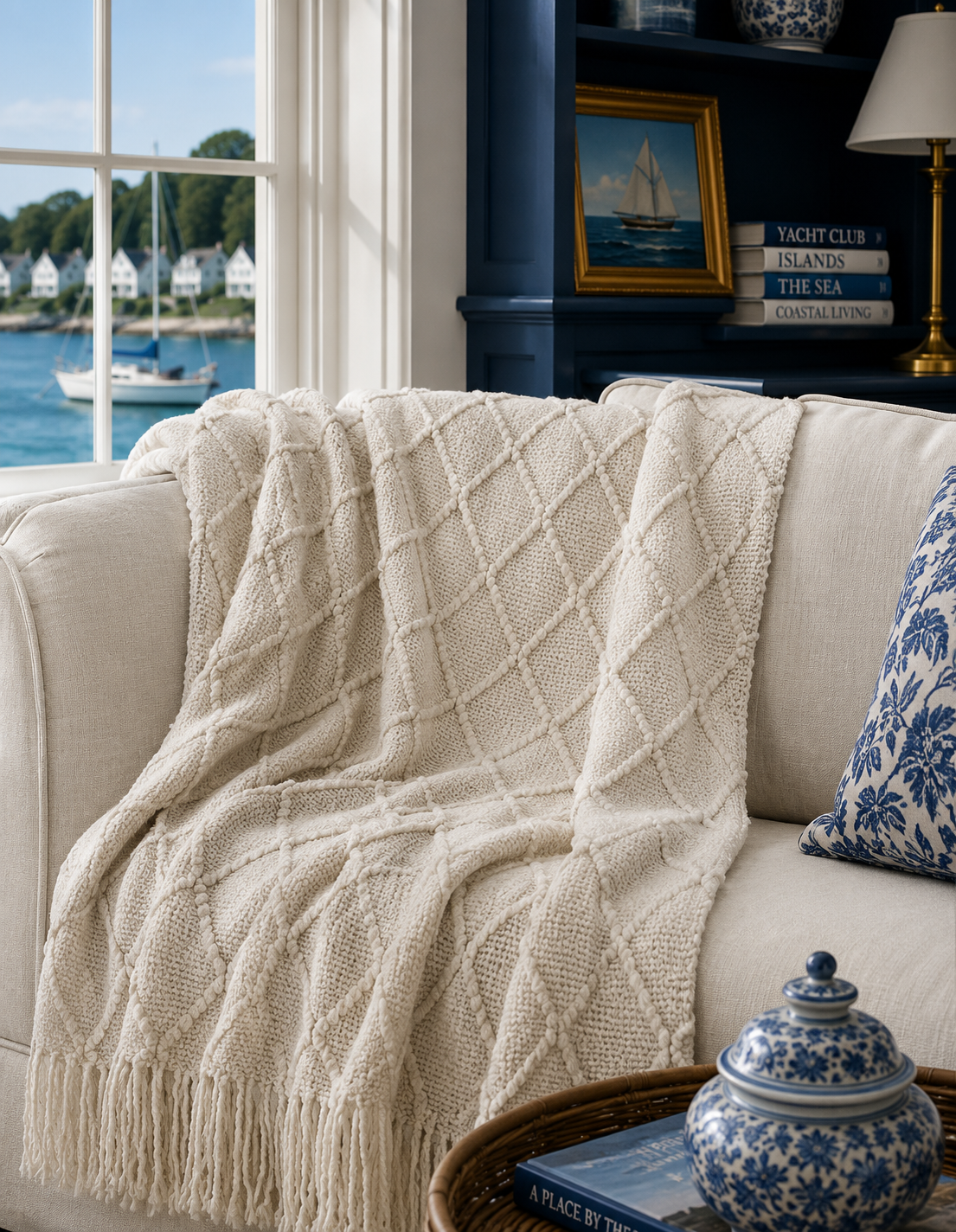 Diamond Pleat Textured Throw Blanket – Ivory