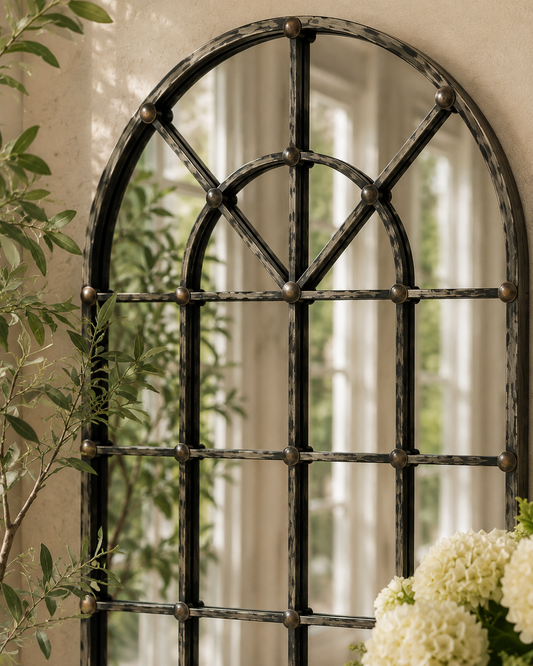 Ashford Manor Arched Window Wall Mirror – Antique Silver