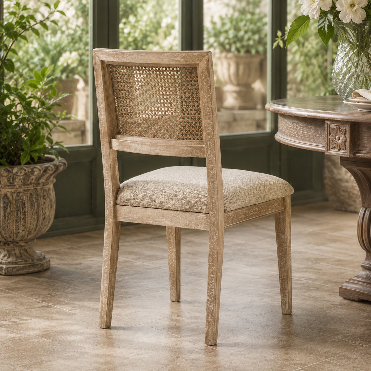 Ashbourne Cane Back Upholstered Dining Chair (Set of 2)