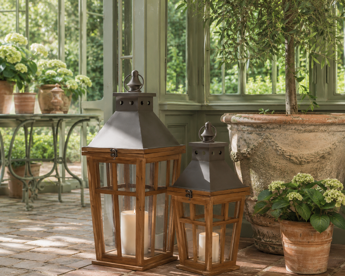 The Wycliffe Wood & Iron Estate Lanterns | Set of 2