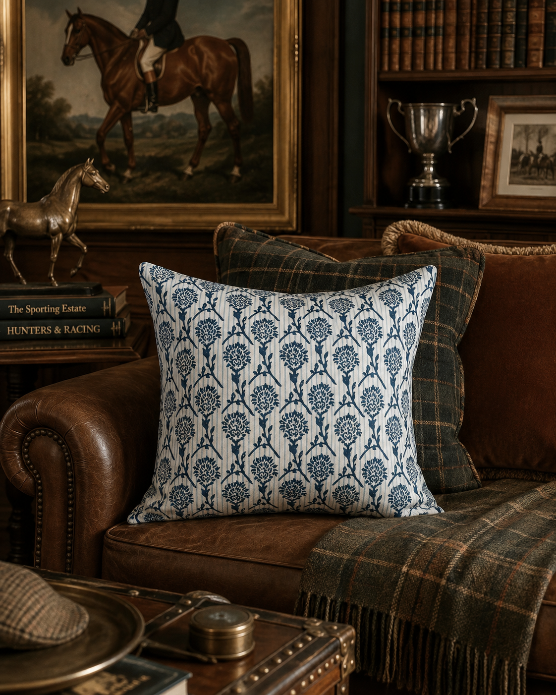 The Azure Garden Linen Throw Pillow Cover