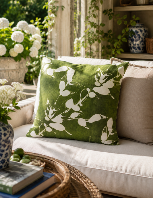 The Porto Olive Botanical Linen Pillow