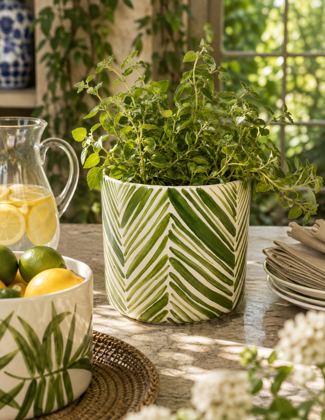 The Palm House Hand-Painted Serving Bowl