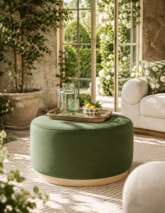 The Tilden Garden Velvet Round Ottoman