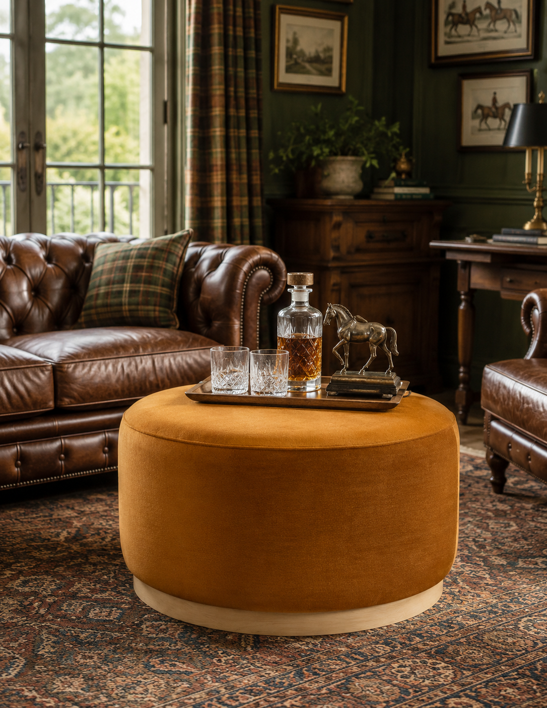 The Tilden Garden Velvet Round Ottoman