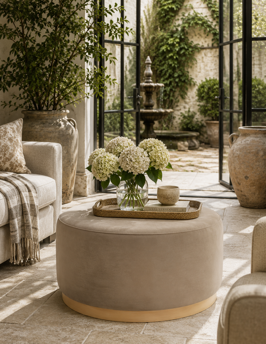 The Tilden Garden Velvet Round Ottoman