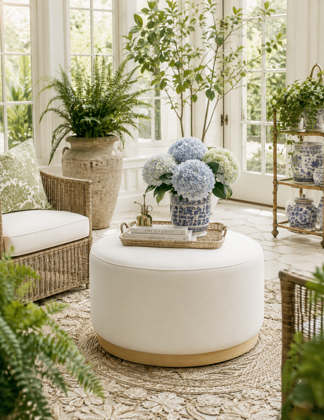 The Tilden Garden Velvet Round Ottoman