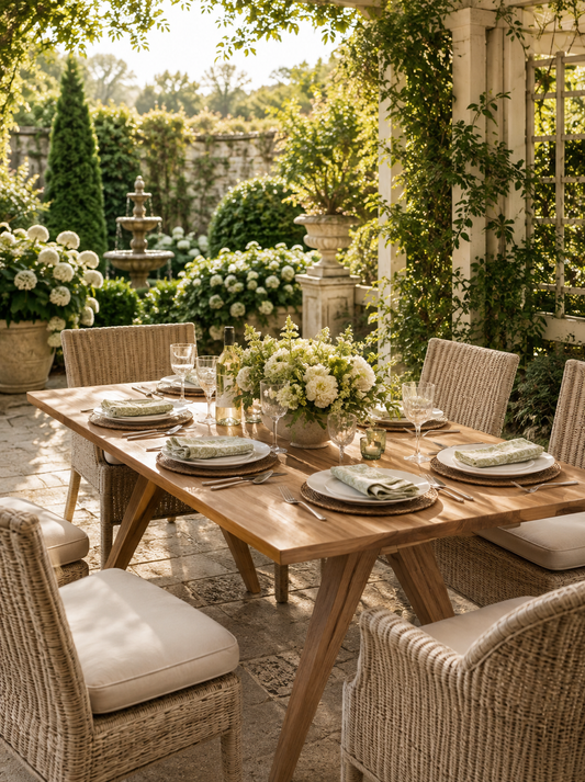 The Valentina Woven Rattan Dining Table