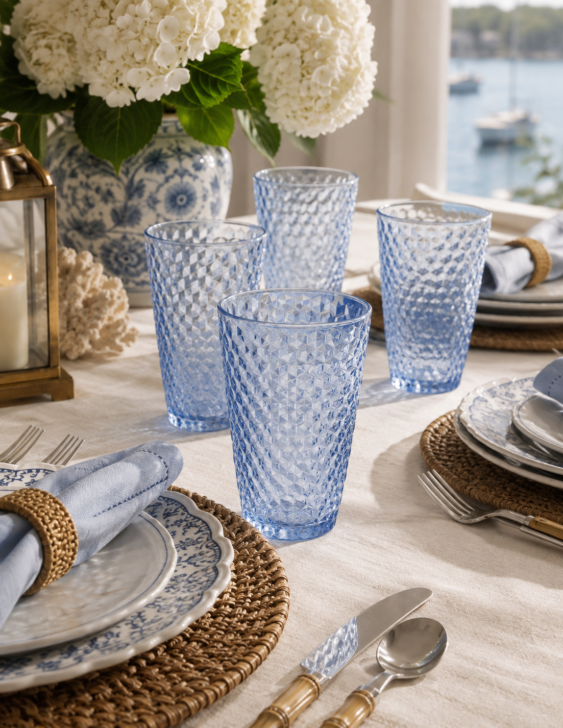The Harbor House Diamond Cut Acrylic Tumbler Set — Set of 4