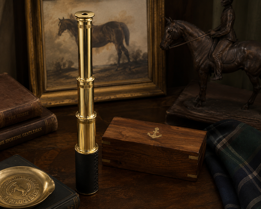 Heirloom Brass Spyglass Telescope with Wooden Display Box – 15" Nautical Maritime Décor