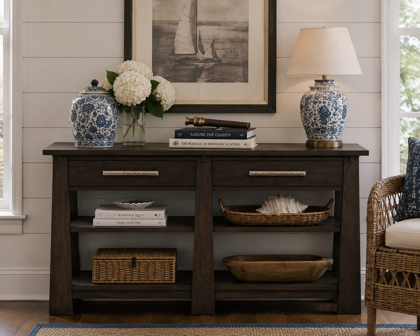 Ashford Rustic Oak Sideboard – Coffee Bean Finish Mission Buffet Cabinet