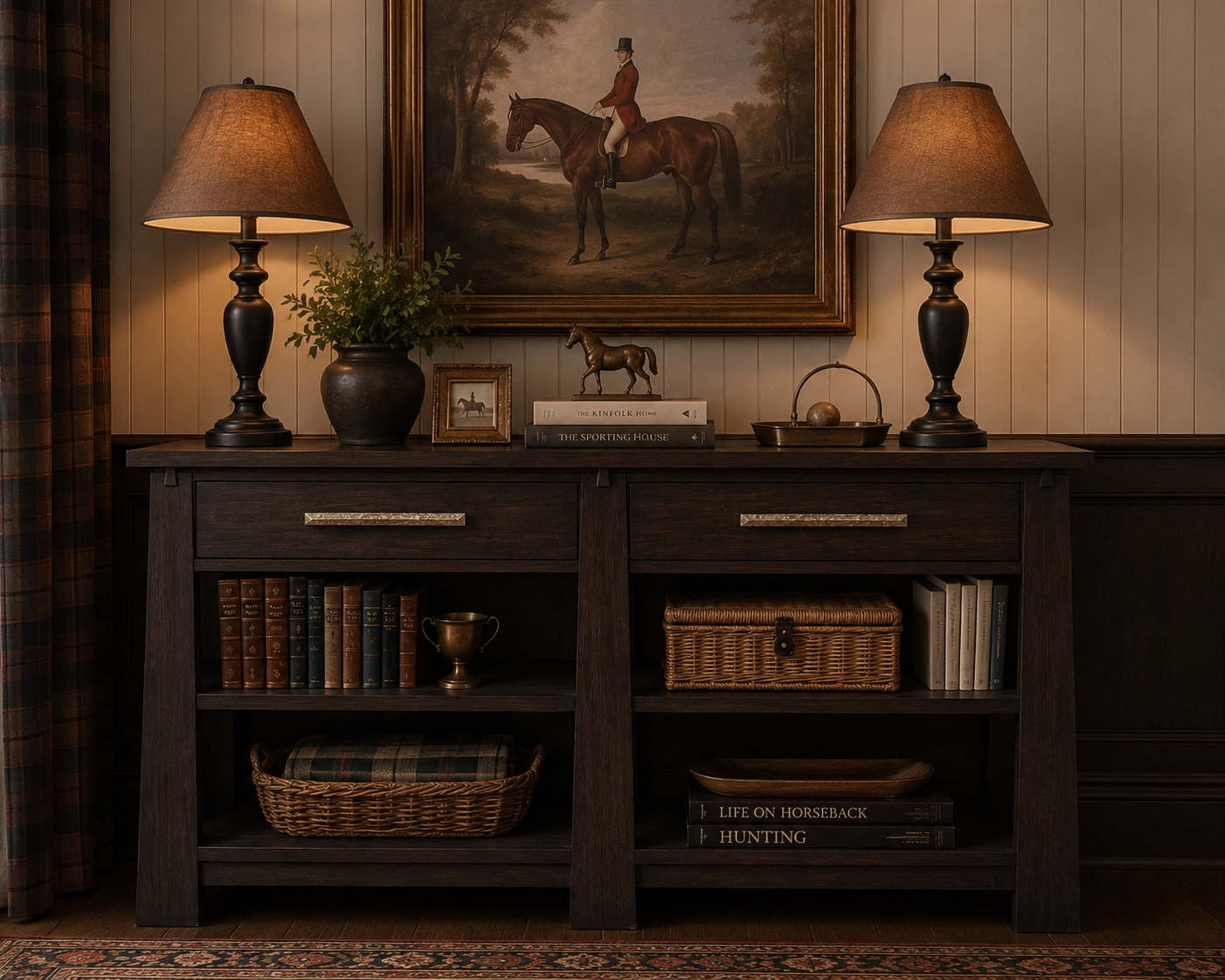 Ashford Rustic Oak Sideboard – Coffee Bean Finish Mission Buffet Cabinet