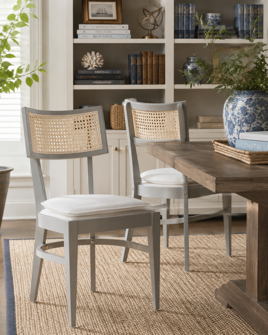 Ashford Cane Back Dining Chair – Coastal Grey Oak Dining Chair with Upholstered Seat
