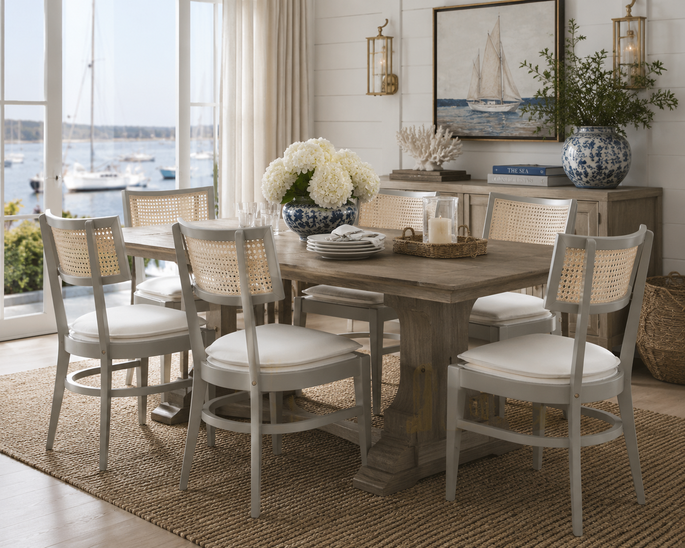 Ashford Cane Back Dining Chair – Coastal Grey Oak Dining Chair with Upholstered Seat