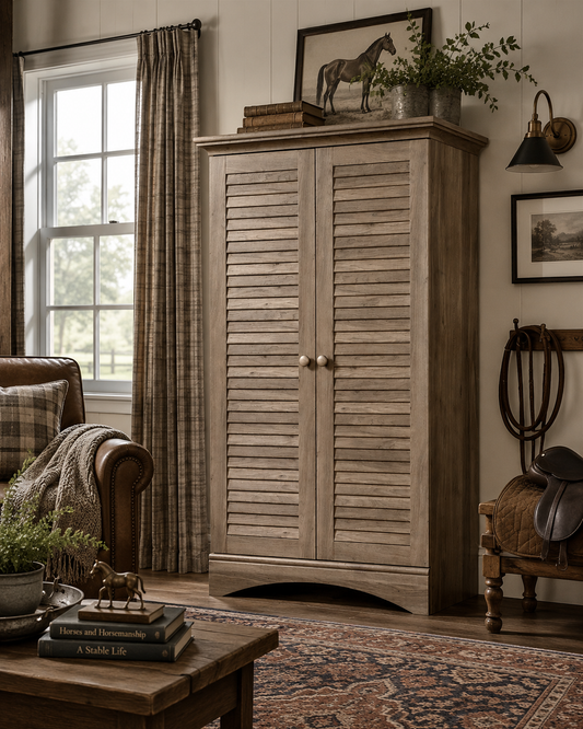 Seabrook Louvered Storage Armoire Cabinet