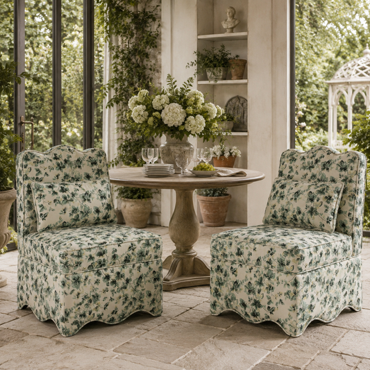 Upholstered Floral Flannel Accent Dining Chair with Lumbar Pillow