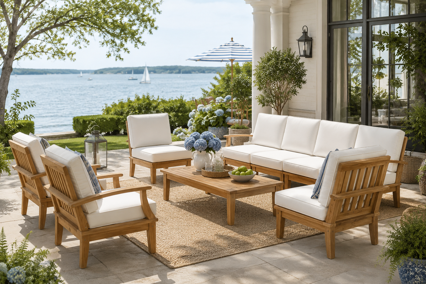 Seabrook 8-Piece Outdoor Teak Sectional Set
