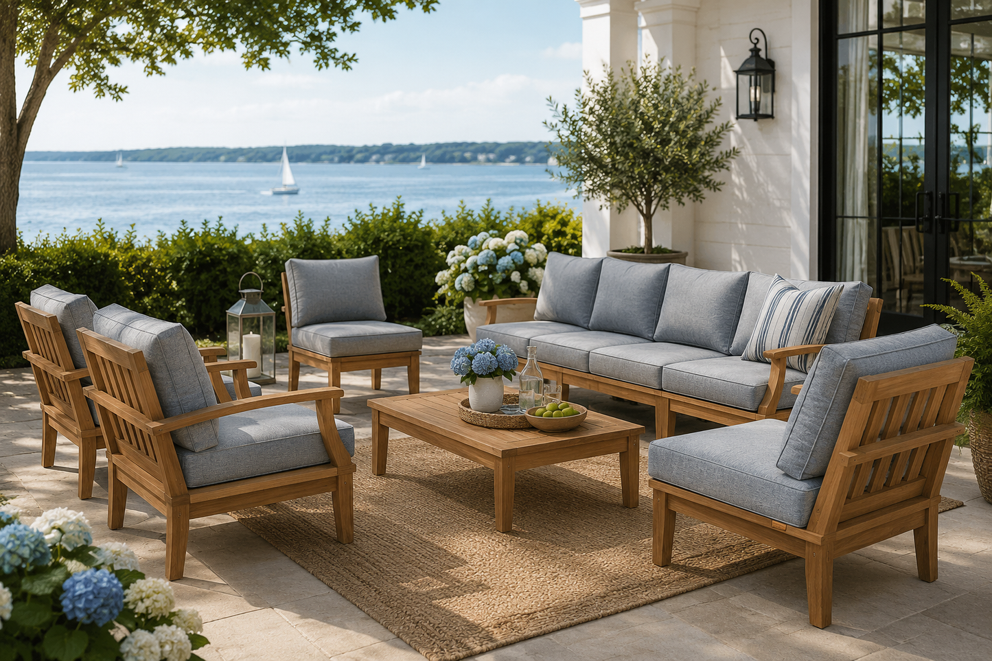 Seabrook 8-Piece Outdoor Teak Sectional Set