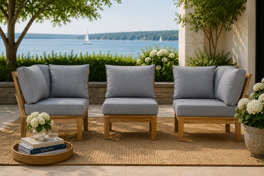 Seabrook Outdoor Patio Teak 3-Piece Modular Corner Lounge Set