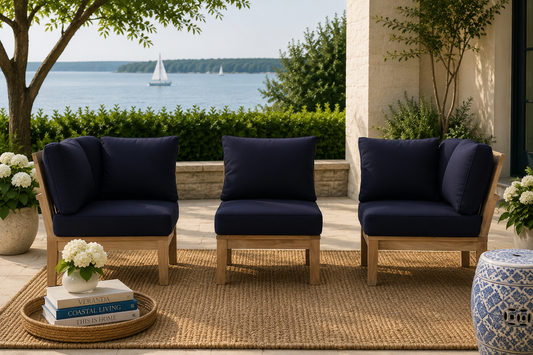 Seabrook Outdoor Patio Teak 3-Piece Modular Corner Lounge Set