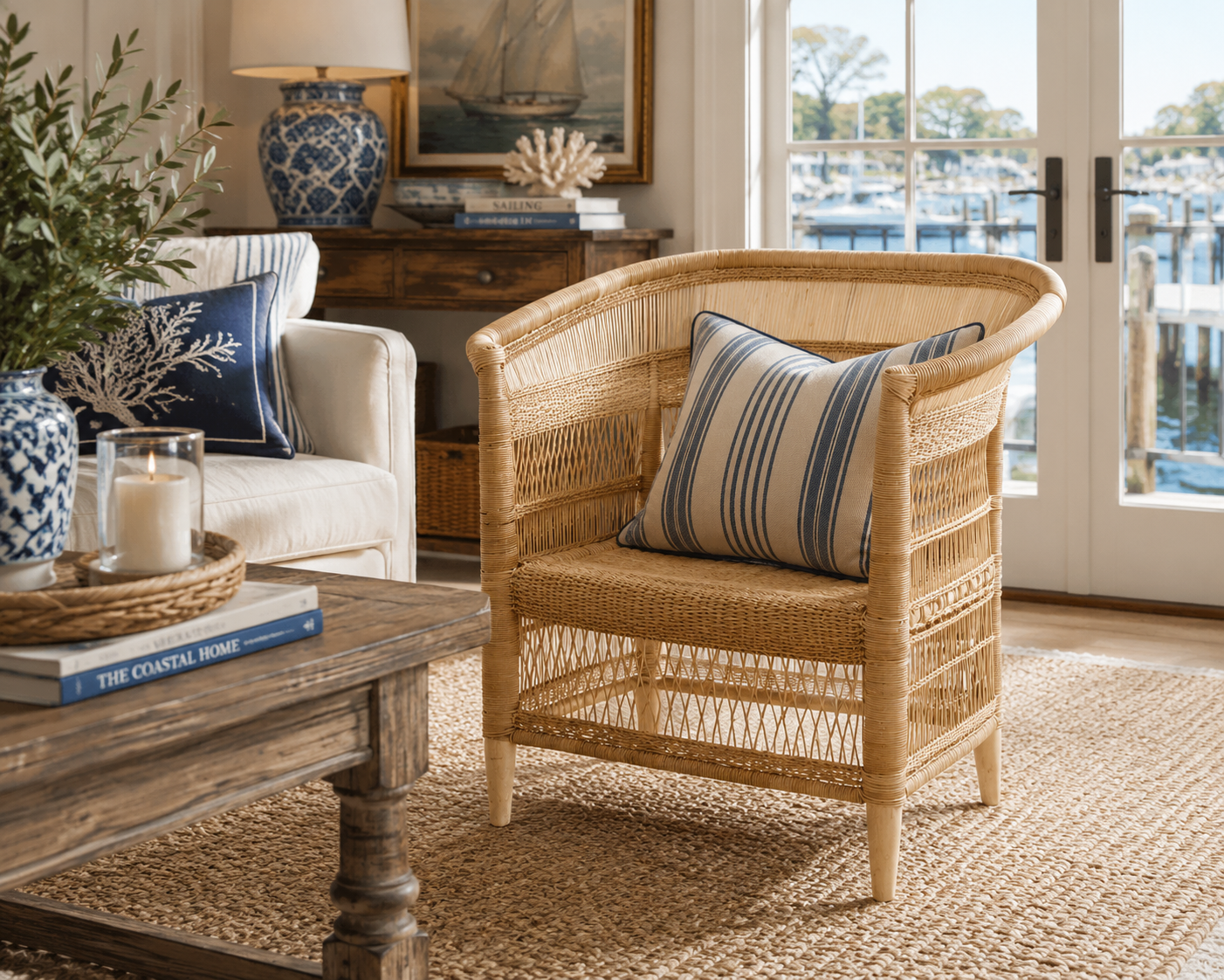 Handwoven Malawi Cane Lounge Chair