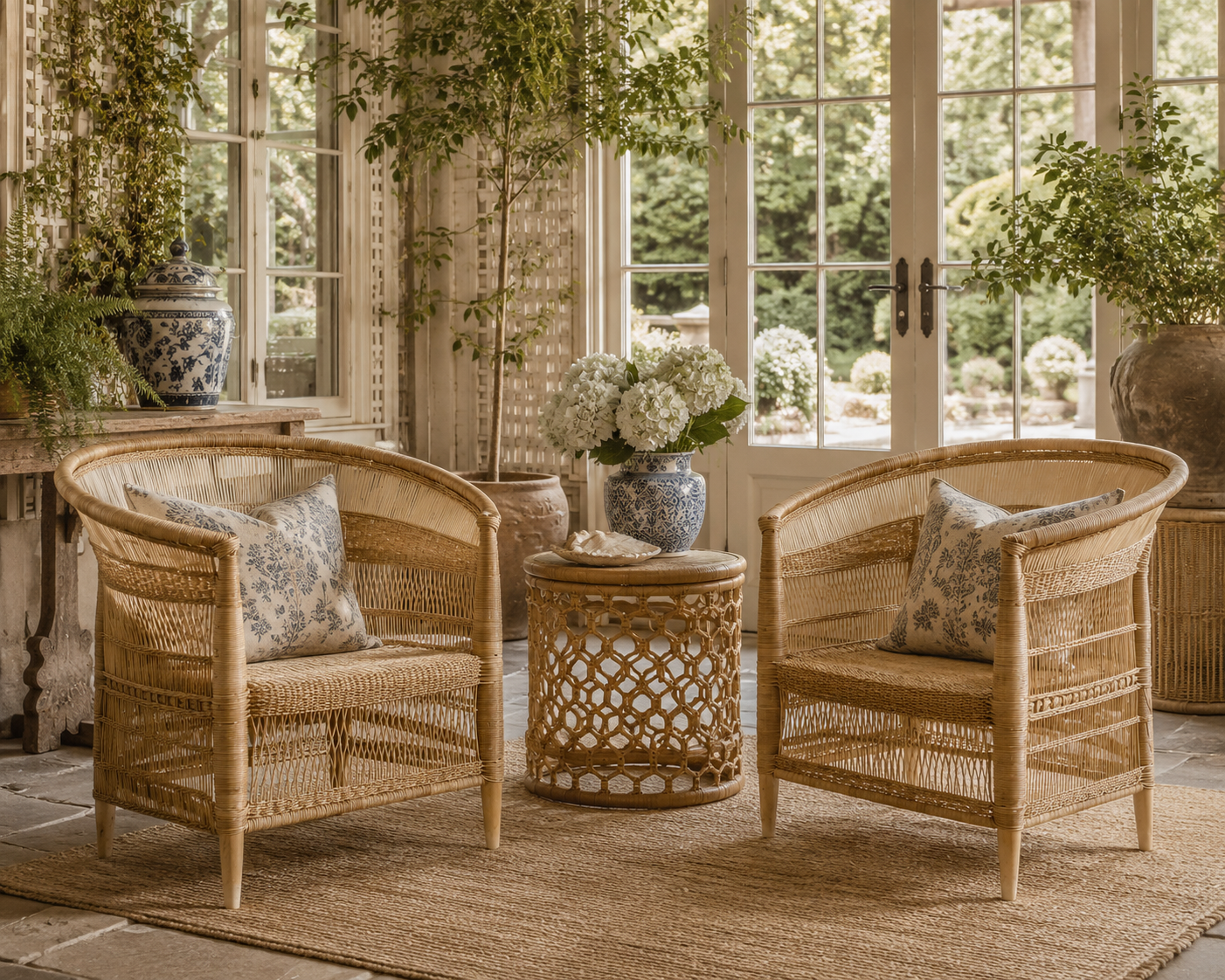Handwoven Malawi Cane Lounge Chair
