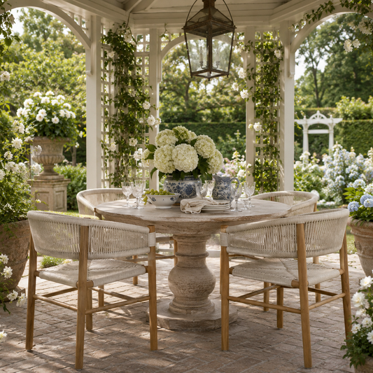 Vienna Outdoor Teak & Woven Rope Dining Armchairs (Set of 2)