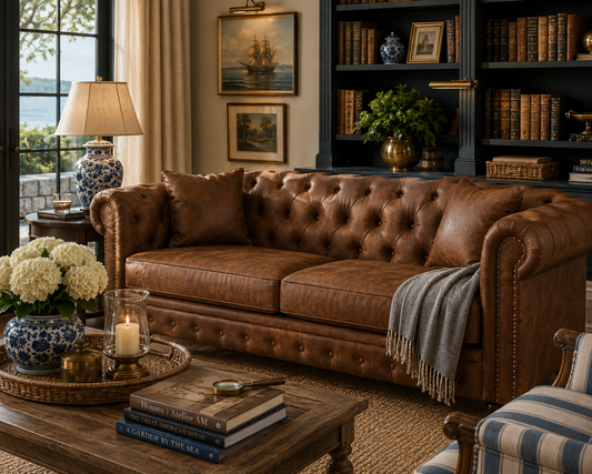 Hawthorne Chesterfield Sofa | Performance Upholstered Sofa | Coastal Library Collection | Bay & Bridle