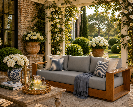 Hawthorne Outdoor Acacia Sofa | Garden Pavilion Collection | Bay & Bridle