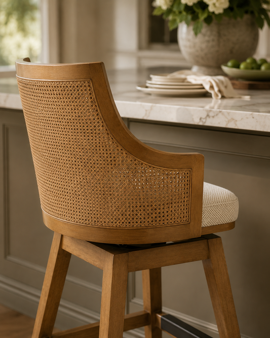 The Ashbourne Cane Back Swivel Counter Stool