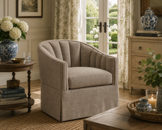 The Ashbourne Skirted Swivel Accent Chair
